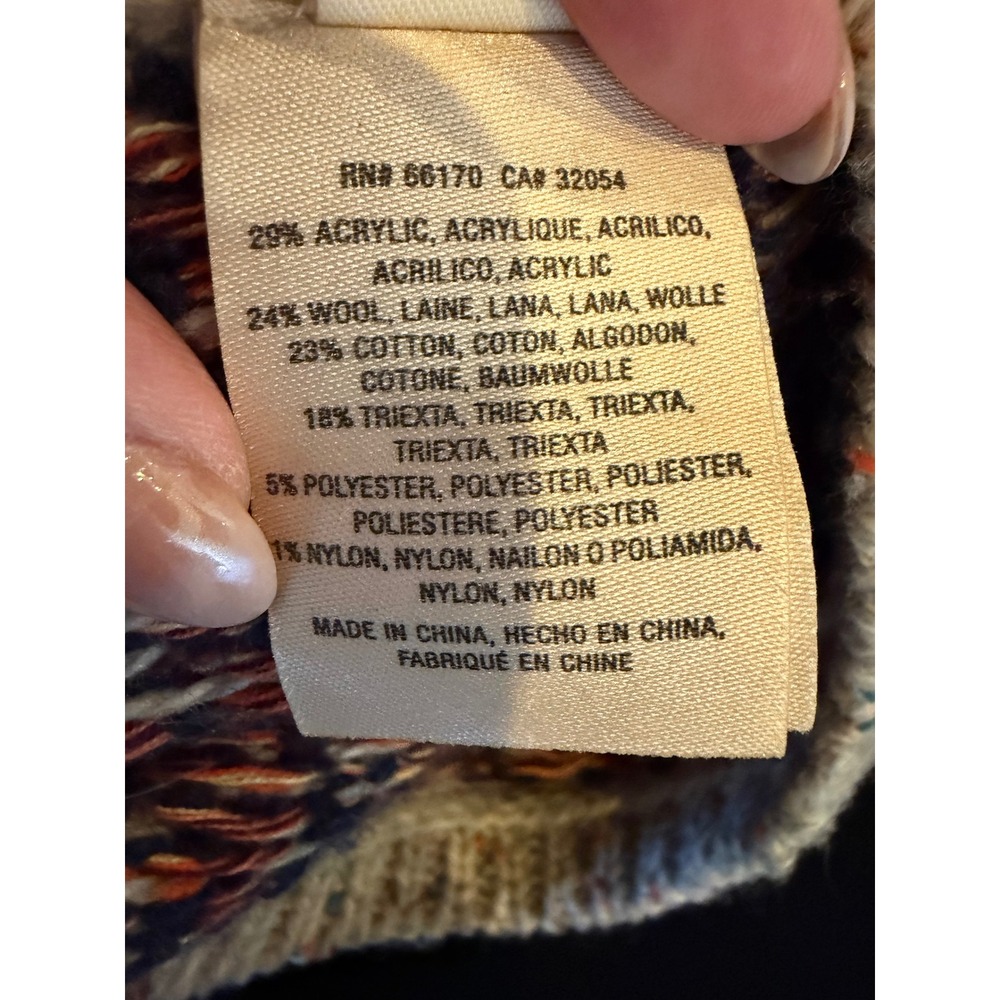 Anthropologie Sleeping On Snow Sweater Poncho Women Medium Beige Fair Isle Wool - Picture 11 of 12